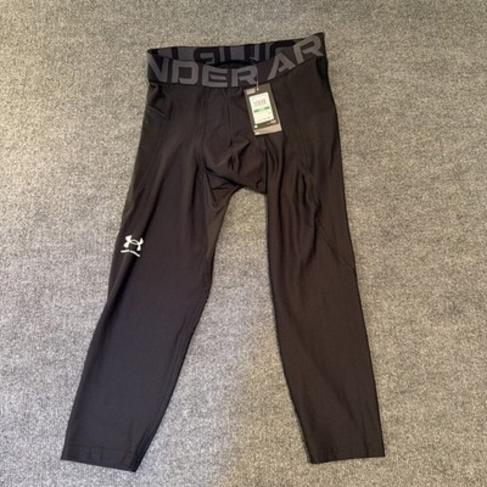 Under Armour Men's Heatgear 3/4 Legging Compression Pants Black Large #166 - Picture 2 of 7